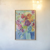 Matisse Florals Pastel Crop by Farida Zaman. shown as a paper print in a natural frame. Available as a archival giclee rolled canvas, fine art paper, or poster print. SKU 33504h.