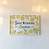 Mellow Yellow I by Farida Zaman. shown as a paper print in a white frame. Available as a archival giclee rolled canvas, fine art paper, or poster print. SKU 45901i.