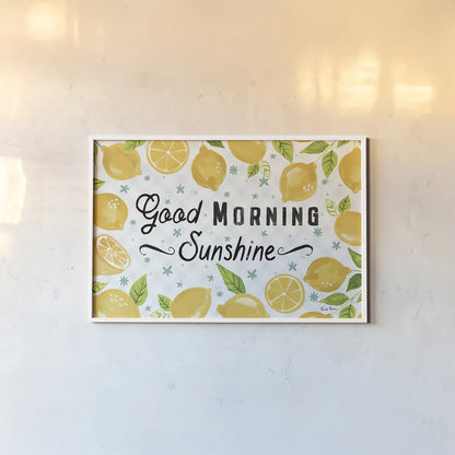 Mellow Yellow I by Farida Zaman. shown as a paper print in a white frame. Available as a archival giclee rolled canvas, fine art paper, or poster print. SKU 45901i.