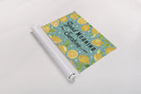 Mellow Yellow I Turquoise by Farida Zaman. shown as a rolled paper print. Available as archival giclee rolled canvas, fine art paper, or poster print. SKU 45906i.