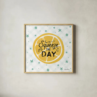 Mellow Yellow II by Farida Zaman. Shown in a natural wood glass frame for a timeless modern aesthetic. Available as an archival giclee rolled canvas, fine art paper, or poster print. SKU 45902a.