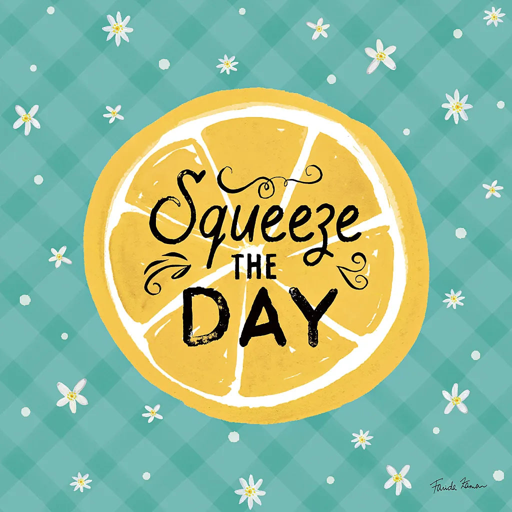 Mellow Yellow II Turquoise by Farida Zaman. SKU 45907a. Archival Giclee Fine art print for wall decor.