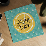 Mellow Yellow II Turquoise by Farida Zaman. Shown as a detailed flat fine art print, highlighting archival giclee quality. Available as an archival giclee rolled canvas, fine art paper, or poster print. SKU 45907a.