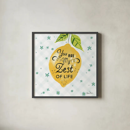 Mellow Yellow III by Farida Zaman. Shown in a sleek black glass frame for a contemporary gallery look. Available as an archival giclee rolled canvas, fine art paper, or poster print. SKU 45903a.