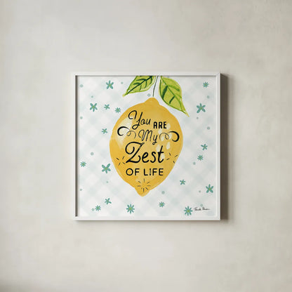 Mellow Yellow III by Farida Zaman. Shown in a crisp white glass frame for a clean and minimalist style. Available as an archival giclee rolled canvas, fine art paper, or poster print. SKU 45903a.