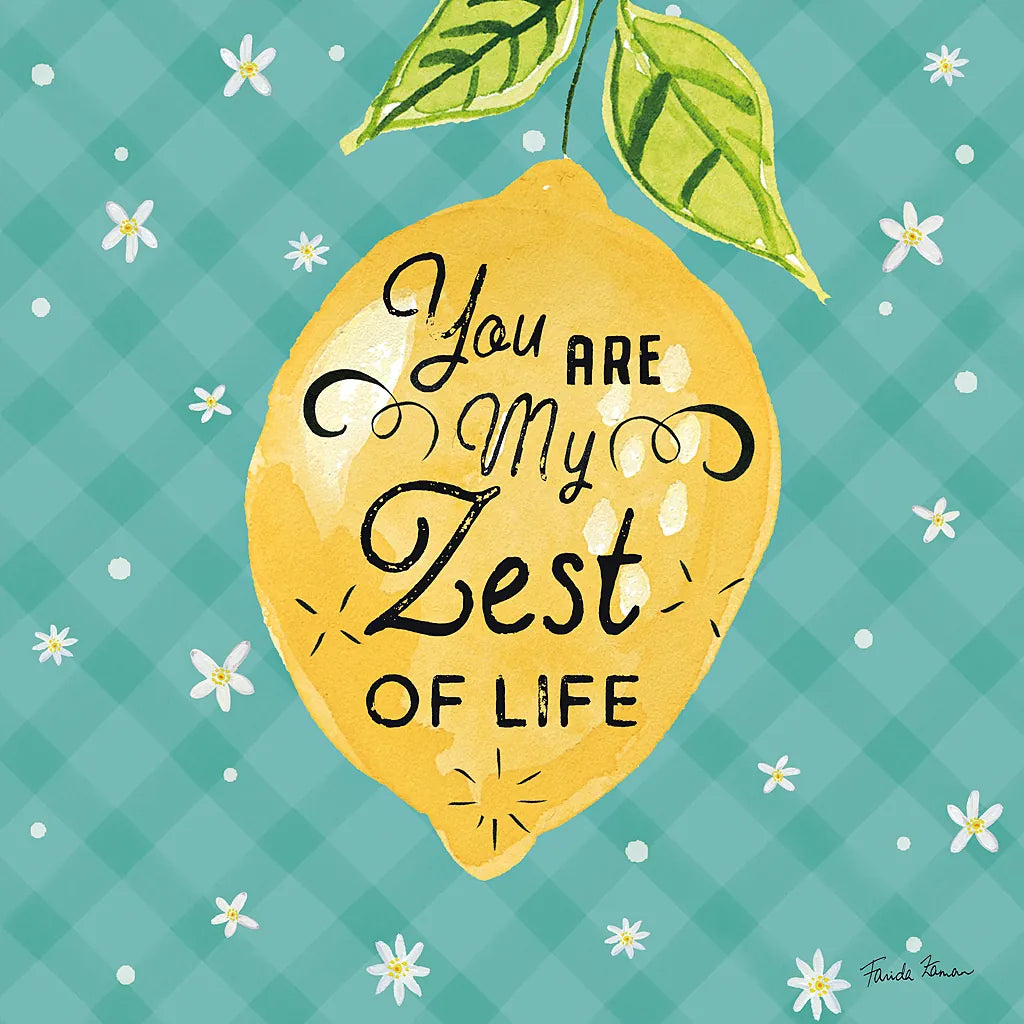 Mellow Yellow III Turquoise by Farida Zaman. SKU 45908a. Archival Giclee Fine art print for wall decor.