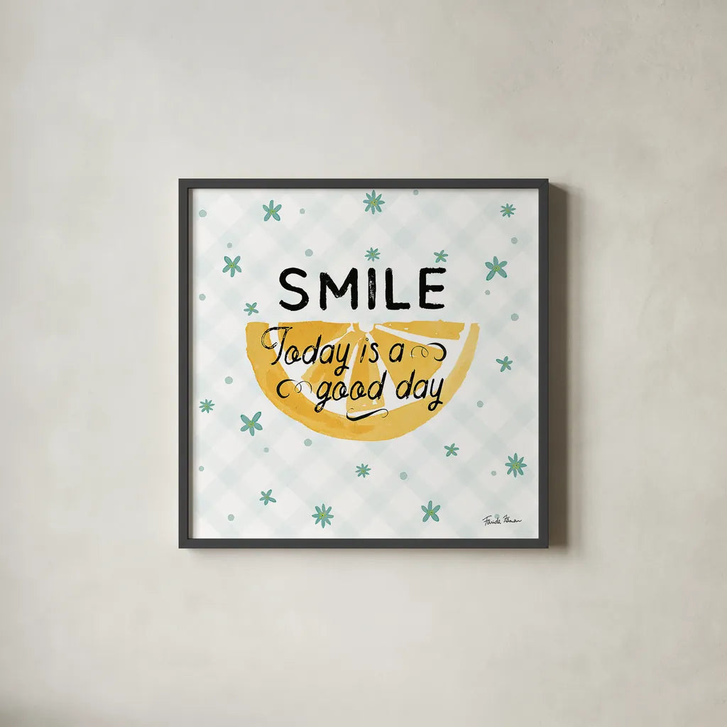 Mellow Yellow IV by Farida Zaman. Shown in a sleek black glass frame for a contemporary gallery look. Available as an archival giclee rolled canvas, fine art paper, or poster print. SKU 45904a.