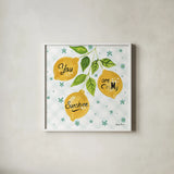 Mellow Yellow V by Farida Zaman. Shown in a crisp white glass frame for a clean and minimalist style. Available as an archival giclee rolled canvas, fine art paper, or poster print. SKU 45905a.