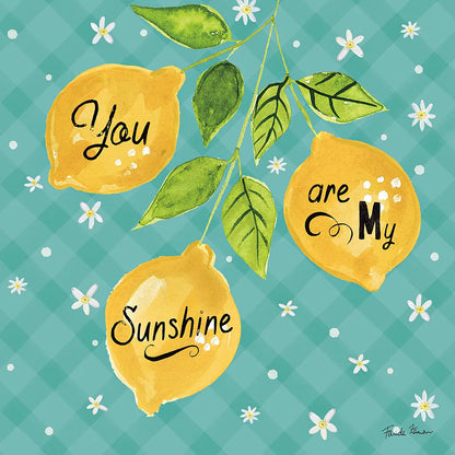 Mellow Yellow V Turquoise by Farida Zaman. SKU 45910a. Archival Giclee Fine art print for wall decor.