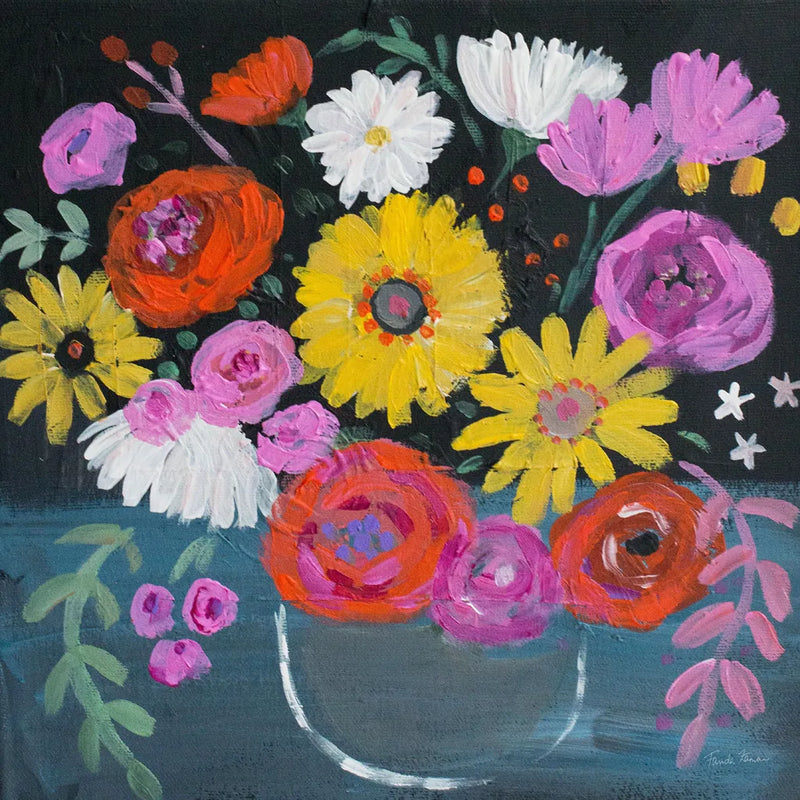 Midnight Floral by Farida Zaman. SKU 38719a. Archival Giclee Fine art print for wall decor.