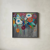 Midnight Magic by Farida Zaman. Shown in a sleek black glass frame for a contemporary gallery look. Available as an archival giclee rolled canvas, fine art paper, or poster print. SKU 32165a.
