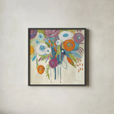 Midnight Magic Autumn by Farida Zaman. Shown in a sleek black glass frame for a contemporary gallery look. Available as an archival giclee rolled canvas, fine art paper, or poster print. SKU 36201a.