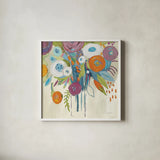 Midnight Magic Autumn by Farida Zaman. Shown in a crisp white glass frame for a clean and minimalist style. Available as an archival giclee rolled canvas, fine art paper, or poster print. SKU 36201a.