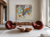 Midnight Magic Autumn by Farida Zaman. Shown as extra-large giant wall art in a modern living room. Available as an archival giclee rolled canvas, fine art paper, or poster print. SKU 36201a.