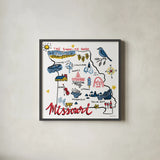 Missouri by Farida Zaman. Shown in a sleek black glass frame for a contemporary gallery look. Available as an archival giclee rolled canvas, fine art paper, or poster print. SKU 87827a.