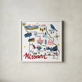 Missouri by Farida Zaman. Shown in a crisp white glass frame for a clean and minimalist style. Available as an archival giclee rolled canvas, fine art paper, or poster print. SKU 87827a.