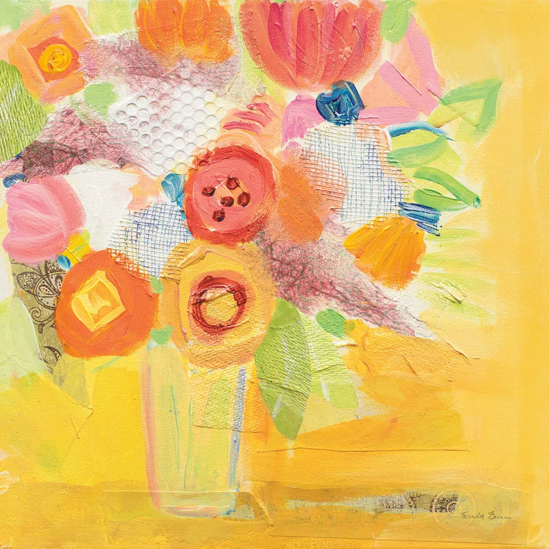 Misty Yellow Floral by Farida Zaman. SKU 32158a. Archival Giclee Fine art print for wall decor.