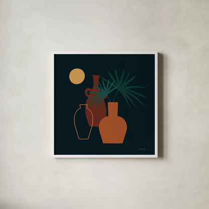 Mod Vessels I Regal by Farida Zaman. Shown in a crisp white glass frame for a clean and minimalist style. Available as an archival giclee rolled canvas, fine art paper, or poster print. SKU 81116a.
