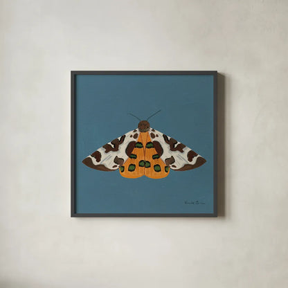 Moth II Sq by Farida Zaman. Shown in a sleek black glass frame for a contemporary gallery look. Available as an archival giclee rolled canvas, fine art paper, or poster print. SKU 86557a.