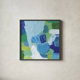Mountain Reflection I by Farida Zaman. Shown in a sleek black glass frame for a contemporary gallery look. Available as an archival giclee rolled canvas, fine art paper, or poster print. SKU 35416a.