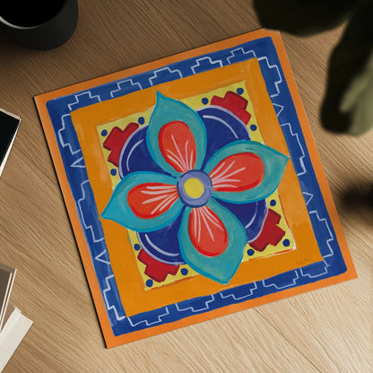 Mucho Caliente VI by Farida Zaman. Shown as a detailed flat fine art print, highlighting archival giclee quality. Available as an archival giclee rolled canvas, fine art paper, or poster print. SKU 78254a.