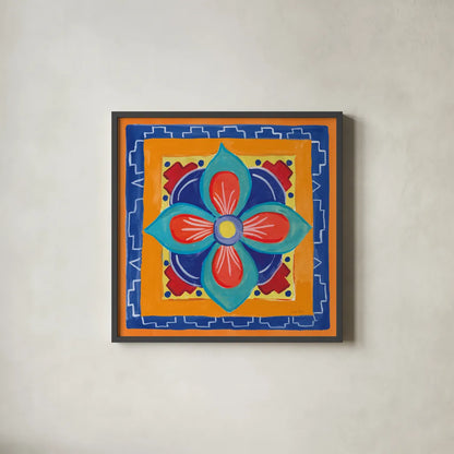 Mucho Caliente VI by Farida Zaman. Shown in a sleek black glass frame for a contemporary gallery look. Available as an archival giclee rolled canvas, fine art paper, or poster print. SKU 78254a.