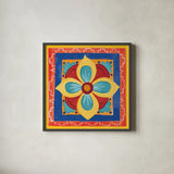 Mucho Caliente VI Bright by Farida Zaman. Shown in a sleek black glass frame for a contemporary gallery look. Available as an archival giclee rolled canvas, fine art paper, or poster print. SKU 79339a.