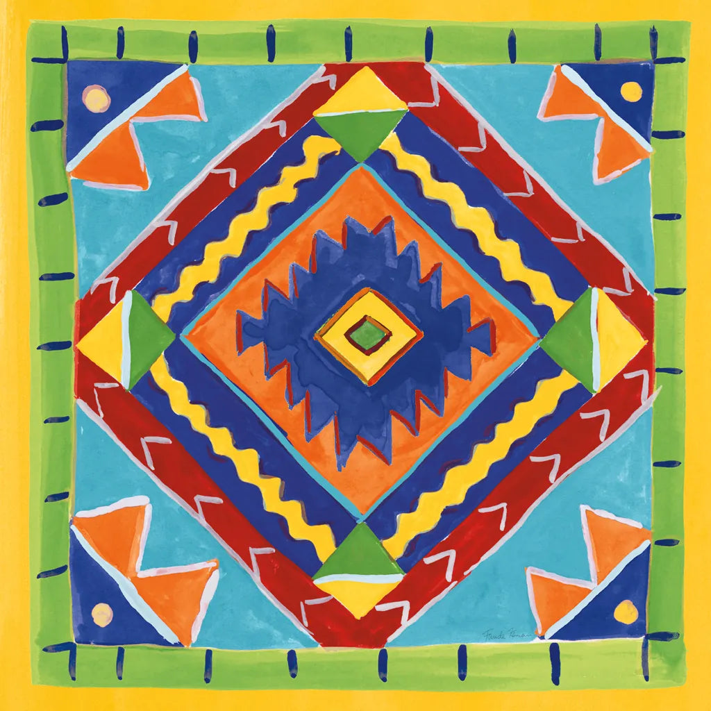 Mucho Caliente VII Blue by Farida Zaman. SKU 79340a. Archival Giclee Fine art print for wall decor.