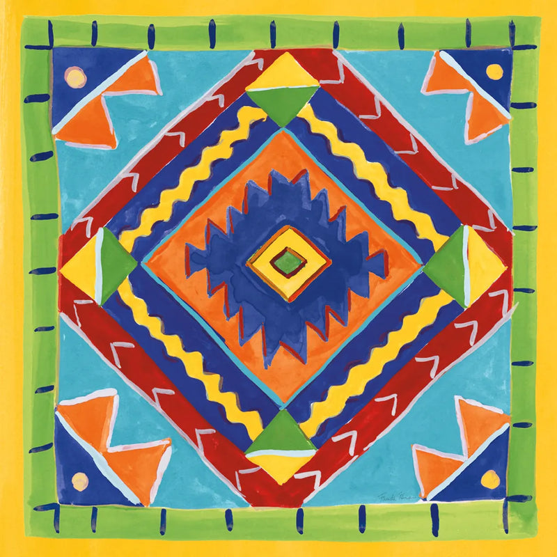 Mucho Caliente VII Blue by Farida Zaman. SKU 79340a. Archival Giclee Fine art print for wall decor.