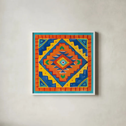 Mucho Caliente VIII by Farida Zaman. Shown in a crisp white glass frame for a clean and minimalist style. Available as an archival giclee rolled canvas, fine art paper, or poster print. SKU 78256a.