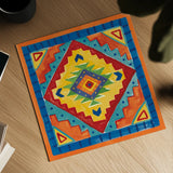 Mucho Caliente VIII Yellow by Farida Zaman. Shown as a detailed flat fine art print, highlighting archival giclee quality. Available as an archival giclee rolled canvas, fine art paper, or poster print. SKU 79341a.