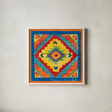 Mucho Caliente VIII Yellow by Farida Zaman. Shown in a crisp white glass frame for a clean and minimalist style. Available as an archival giclee rolled canvas, fine art paper, or poster print. SKU 79341a.