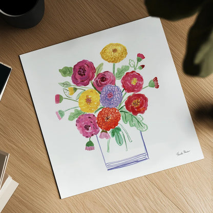 Mums by Farida Zaman. Shown as a detailed flat fine art print, highlighting archival giclee quality. Available as an archival giclee rolled canvas, fine art paper, or poster print. SKU 67309a.