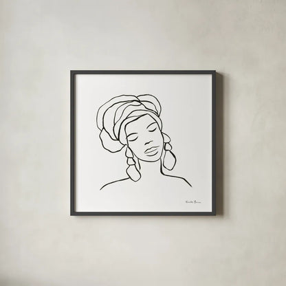 Muse I by Farida Zaman. Shown in a sleek black glass frame for a contemporary gallery look. Available as an archival giclee rolled canvas, fine art paper, or poster print. SKU 68001a.