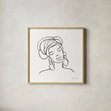 Muse I by Farida Zaman. Shown in a natural wood glass frame for a timeless modern aesthetic. Available as an archival giclee rolled canvas, fine art paper, or poster print. SKU 68001a.