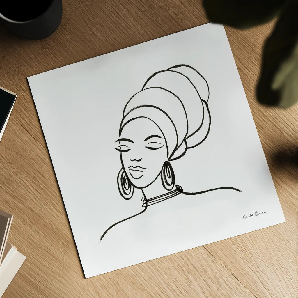 Muse II by Farida Zaman. Shown as a detailed flat fine art print, highlighting archival giclee quality. Available as an archival giclee rolled canvas, fine art paper, or poster print. SKU 68002a.