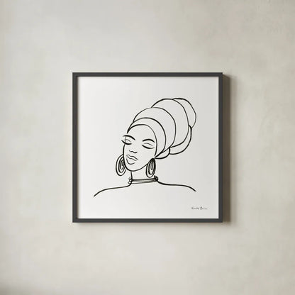 Muse II by Farida Zaman. Shown in a sleek black glass frame for a contemporary gallery look. Available as an archival giclee rolled canvas, fine art paper, or poster print. SKU 68002a.