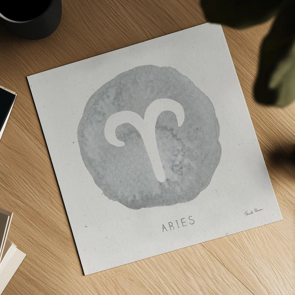 Mystic Zodiac I by Farida Zaman. Shown as a detailed flat fine art print, highlighting archival giclee quality. Available as an archival giclee rolled canvas, fine art paper, or poster print. SKU 73780a.