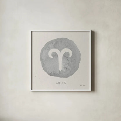 Mystic Zodiac I by Farida Zaman. Shown in a crisp white glass frame for a clean and minimalist style. Available as an archival giclee rolled canvas, fine art paper, or poster print. SKU 73780a.