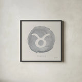 Mystic Zodiac II by Farida Zaman. Shown in a sleek black glass frame for a contemporary gallery look. Available as an archival giclee rolled canvas, fine art paper, or poster print. SKU 73781a.