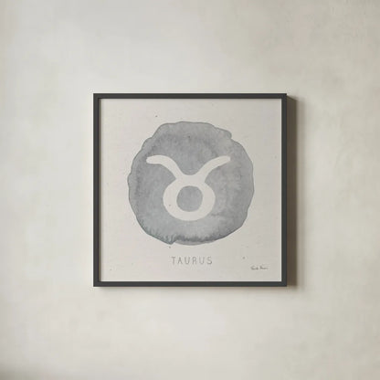 Mystic Zodiac II by Farida Zaman. Shown in a sleek black glass frame for a contemporary gallery look. Available as an archival giclee rolled canvas, fine art paper, or poster print. SKU 73781a.