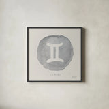 Mystic Zodiac III by Farida Zaman. Shown in a sleek black glass frame for a contemporary gallery look. Available as an archival giclee rolled canvas, fine art paper, or poster print. SKU 73782a.