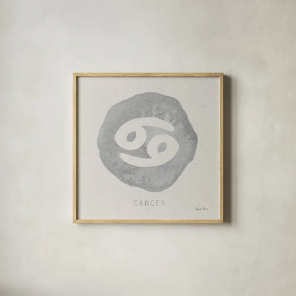 Mystic Zodiac IV by Farida Zaman. Shown in a natural wood glass frame for a timeless modern aesthetic. Available as an archival giclee rolled canvas, fine art paper, or poster print. SKU 73783a.