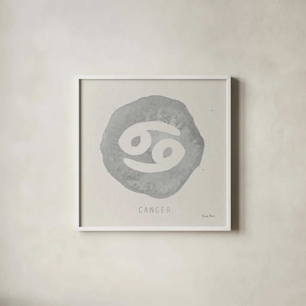 Mystic Zodiac IV by Farida Zaman. Shown in a crisp white glass frame for a clean and minimalist style. Available as an archival giclee rolled canvas, fine art paper, or poster print. SKU 73783a.