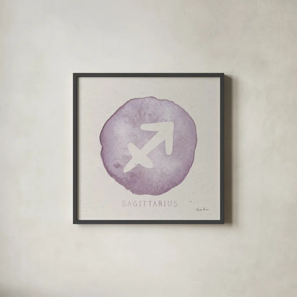 Mystic Zodiac IX by Farida Zaman. Shown in a sleek black glass frame for a contemporary gallery look. Available as an archival giclee rolled canvas, fine art paper, or poster print. SKU 73788a.