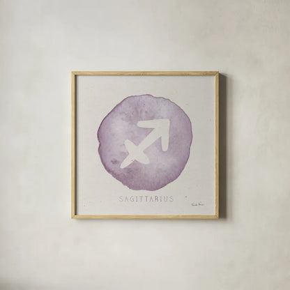 Mystic Zodiac IX by Farida Zaman. Shown in a natural wood glass frame for a timeless modern aesthetic. Available as an archival giclee rolled canvas, fine art paper, or poster print. SKU 73788a.