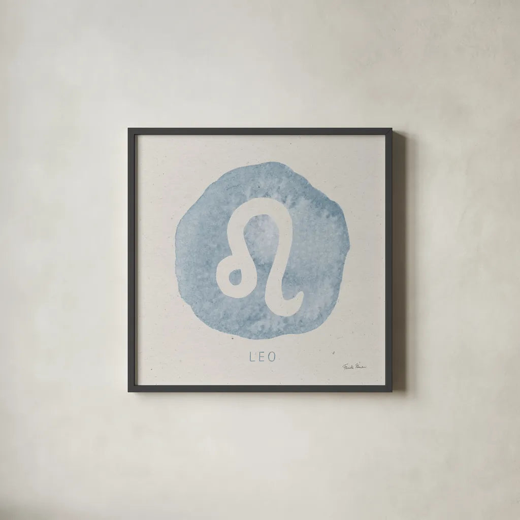 Mystic Zodiac V by Farida Zaman. Shown in a sleek black glass frame for a contemporary gallery look. Available as an archival giclee rolled canvas, fine art paper, or poster print. SKU 73784a.