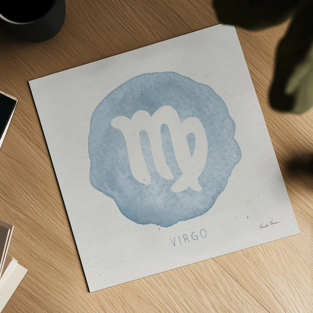 Mystic Zodiac VI by Farida Zaman. Shown as a detailed flat fine art print, highlighting archival giclee quality. Available as an archival giclee rolled canvas, fine art paper, or poster print. SKU 73785a.