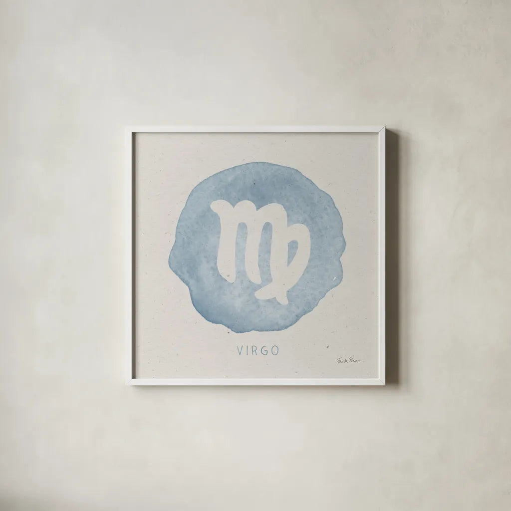 Mystic Zodiac VI by Farida Zaman. Shown in a crisp white glass frame for a clean and minimalist style. Available as an archival giclee rolled canvas, fine art paper, or poster print. SKU 73785a.