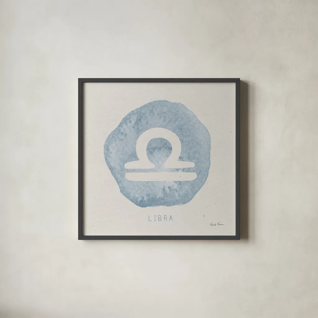 Mystic Zodiac VII by Farida Zaman. Shown in a sleek black glass frame for a contemporary gallery look. Available as an archival giclee rolled canvas, fine art paper, or poster print. SKU 73786a.